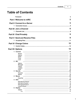 Table of Contents