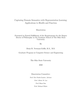 Capturing Domain Semantics with Representation Learning: Applications to Health and Function