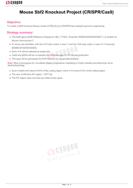 Mouse Sbf2 Knockout Project (CRISPR/Cas9)