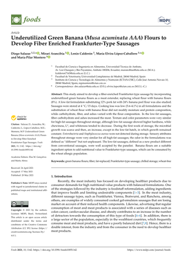 Underutilized Green Banana (Musa Acuminata AAA) Flours to Develop Fiber Enriched Frankfurter-Type Sausages