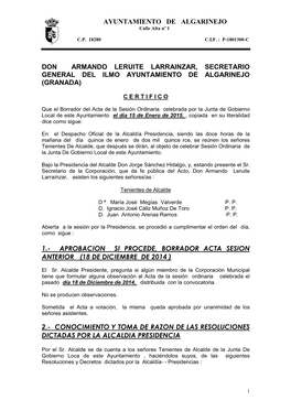 Junta De Gobierno Local De 15 De Enero De 2015