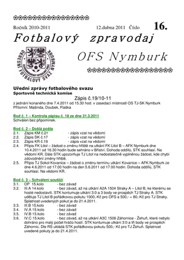 Fotbalový Zpravodaj OFS Nymburk