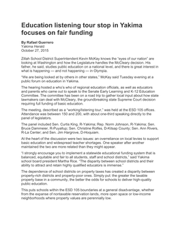 Education Listening Tour Stop in Yakima Focuses on Fair Funding