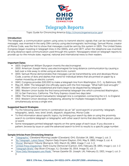 Telegraph Reports Topic Guide for Chronicling America (