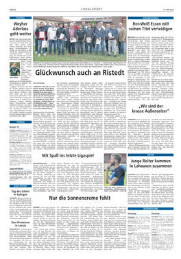 Glückwunsch Auch an Ristedt