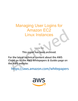 Managing User Logins for Amazon EC2 Linux Instances