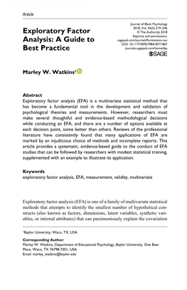 Exploratory Factor Analysis