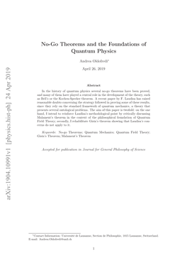 No-Go Theorems and the Foundations of Quantum Physics