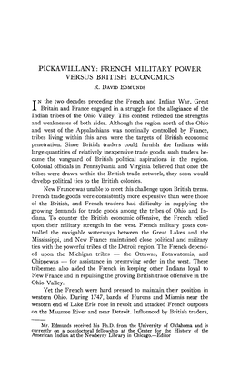 Pickawillany:French Militarypower Versus British Economics R