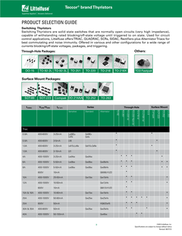 Thyristors Product Selection Guide