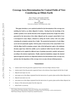 Coverage Area Determination for Conical Fields of View Considering an Oblate Earth