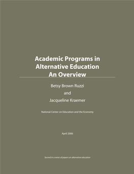 Academic Programs in Alternative Education an Overview