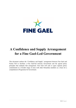 A Confidence and Supply Arrangement for a Fine Gael-Led Government