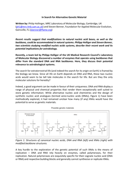 In Search for Alternative Genetic Material Written By: Philip