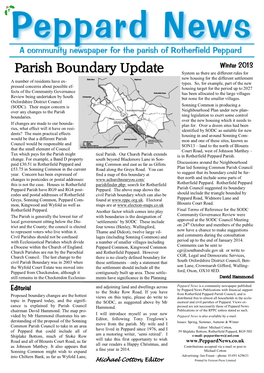 Parish Boundary Update System As There Are Different Rules for New Housing for the Different Settlement a Number of Residents Have Ex- Types