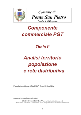 Ponte San Pietro Componente Commerciale PGT Analisi Territorio