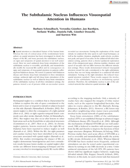 The Subthalamic Nucleus Influences Visuospatial Attention in Humans