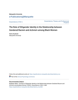 The Role of Ethgender Identity in the Relationship Between Gendered Racism and Activism Among Black Women