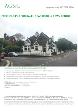 Freehold Pub for Sale - Near Redhill Town Centre