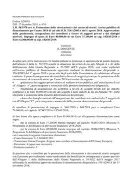 Codice A2003A D.D. 17 Dicembre 2018, N. 674 L.R. 58/1978 Art. 6