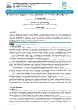 Neonatal Onset Argininosuccinic Acidemia in a Set of Twins: a Case Report