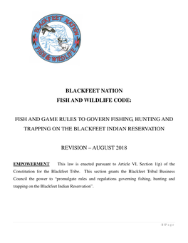 Blackfeet Nation Fish and Wildlife Code