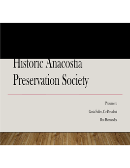 The Historic Anacostia Preservation Society