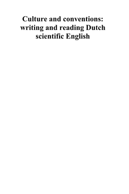 Writing and Reading Dutch Scientific English