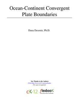 Ocean-Continent Convergent Plate Boundaries