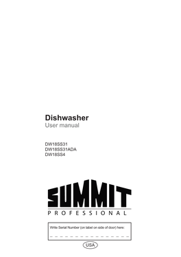 Dishwasher User Manual