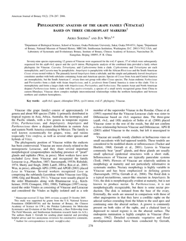 Vitaceae) Based on Three Chloroplast Markers1