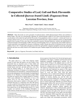 <I>Quercus</I>, Fagaceae, Flavonoids, Leaf, Bark, Gall, Iran