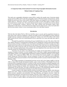 A Comparison Study of International Terrorism Using Geographic Information Systems Michael Alaimo & Yonghong Tong