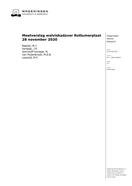 Meetverslag Walviskadaver Rottumerplaat 28 November 2020 3 Van 23