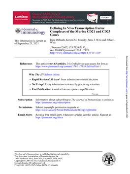 Genes Complexes of the Murine CD21 and CD23 Defining in Vivo