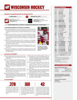 WISCONSIN Hockey 2019-20 SCHEDULE Sept