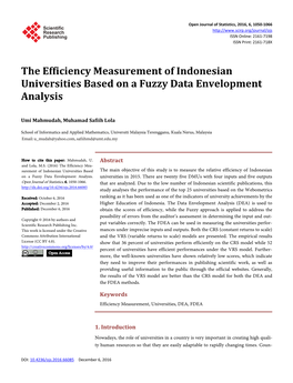 The Efficiency Measurement of Indonesian Universities Based on a Fuzzy Data Envelopment Analysis