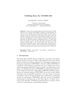 Colliding Keys for SC2000-256