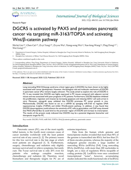 DGCR5 Is Activated by PAX5 and Promotes Pancreatic Cancer Via