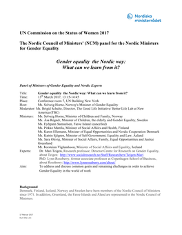 Gender Equality the Nordic Way: What Can We Learn from It?