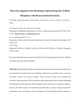 Direct Investigation of the Birefringent Optical Properties of Black