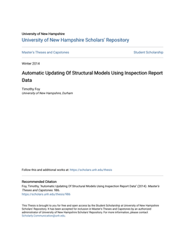 Automatic Updating of Structural Models Using Inspection Report Data