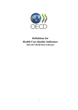Definitions for Health Care Quality Indicators 2016-2017 HCQI Data Collection