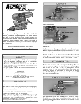 Muffler Installation Recommended Fuels Carburetor Repair Service Warranty