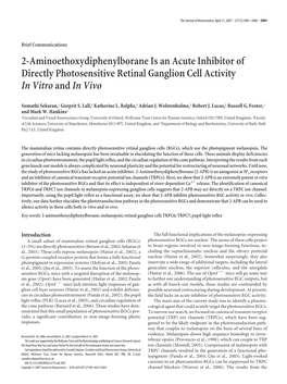 2-Aminoethoxydiphenylborane Is an Acute Inhibitor of Directly Photosensitive Retinal Ganglion Cell Activity in Vitro and in Vivo