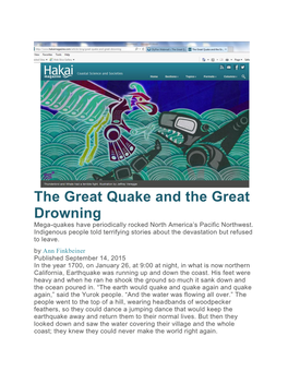 The Great Quake and the Great Drowning Mega-Quakes Have Periodically Rocked North America’S Pacific Northwest