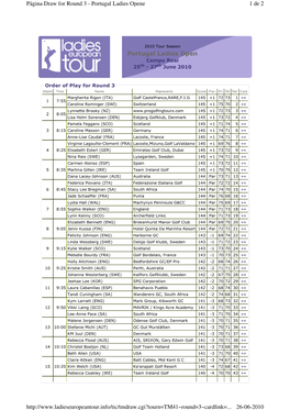 Portugal Ladies Open 1 De 2 Página Draw for Round 3