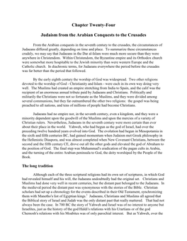 Chapter Twenty-Four Judaism from the Arabian Conquests to the Crusades
