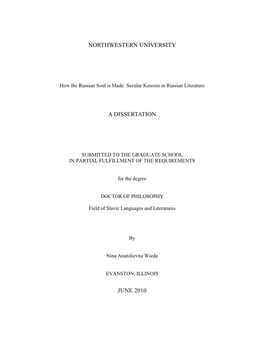 Northwestern University a Dissertation June 2010