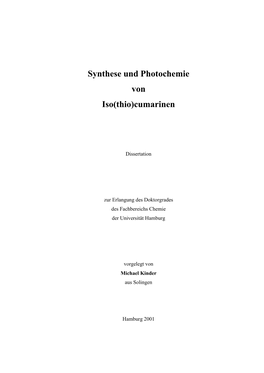 Synthese Und Photochemie Von Iso(Thio)Cumarinen